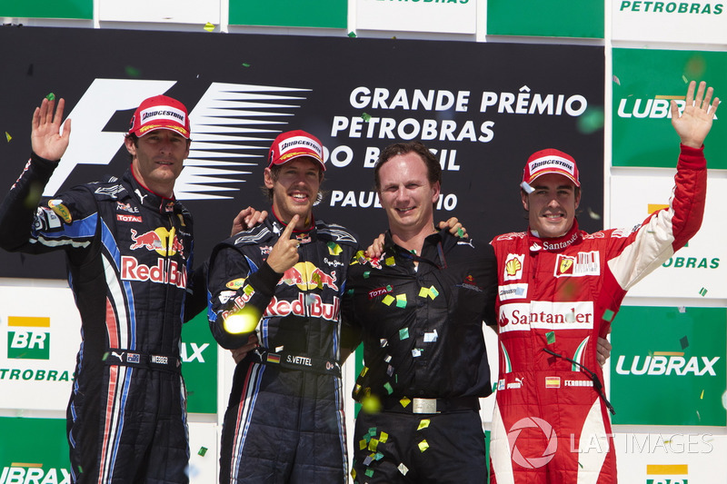 2010 : 1. Sebastian Vettel, 2. Mark Webber, 3. Fernando Alonso