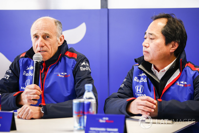 Franz Tost, Team Principal, Scuderia Toro Rosso, with Toyoharu Tanabe, F1 Technical Director, Honda