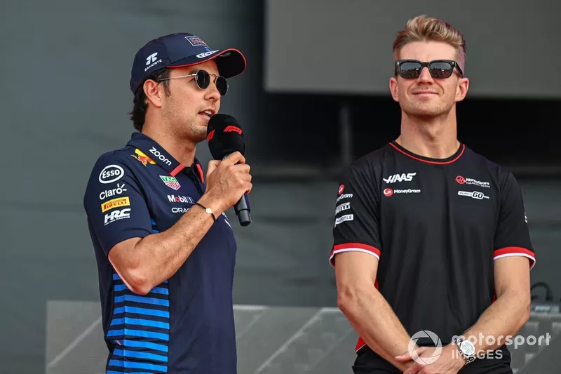 Sergio Perez, Red Bull Racing, Nico Hulkenberg, Haas F1 Team, sur scène