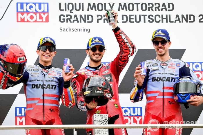 Francesco Bagnaia, Equipo Ducati, Marc Márquez, Gresini Racing, Alex Márquez, Gresini Racing