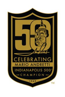 Mario Andretti 50th celebration logo