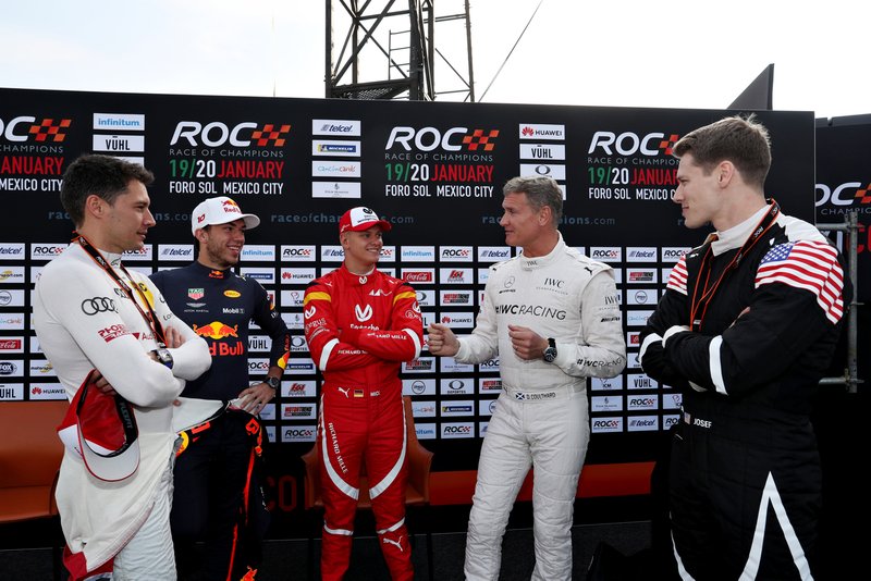 Loic Duval, Pierre Gasly, Mick Schumacher, David Coulthard y Josef Newgarden