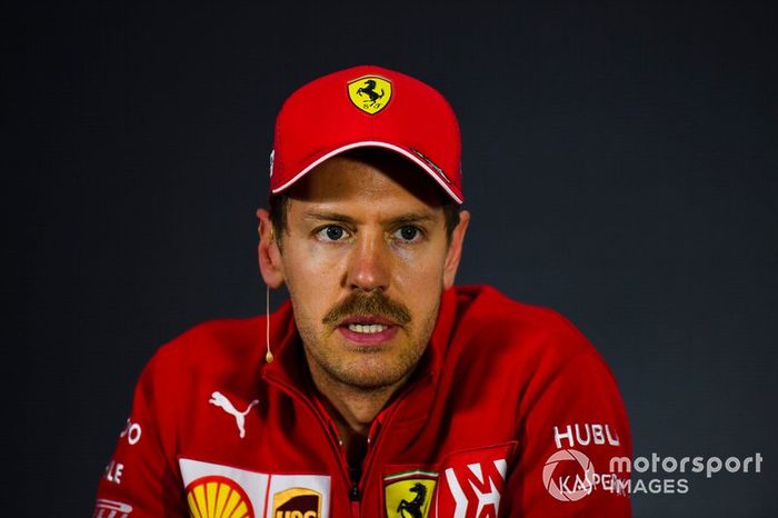 Sebastian Vettel, Ferrari, durante la Conferenza Stampa dopo le qualifiche