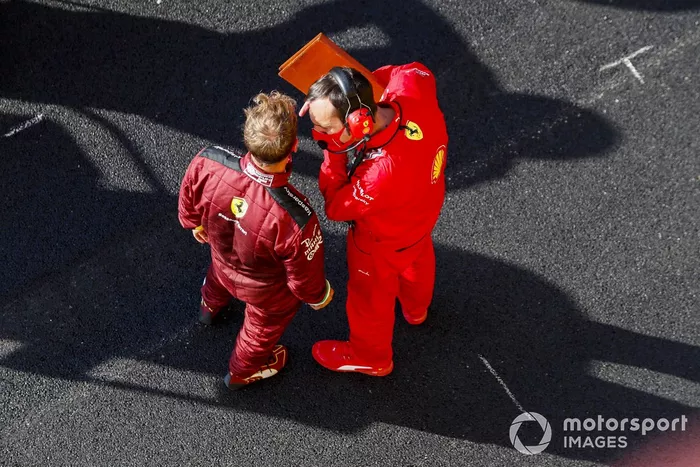 Sebastian Vettel, Ferrari, in pit lane