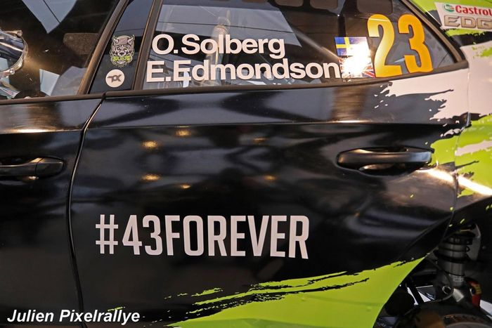 Oliver Solberg, Elliott Edmondson, Skoda Fabia Evo Rally2, message in tribute to the late Ken Block