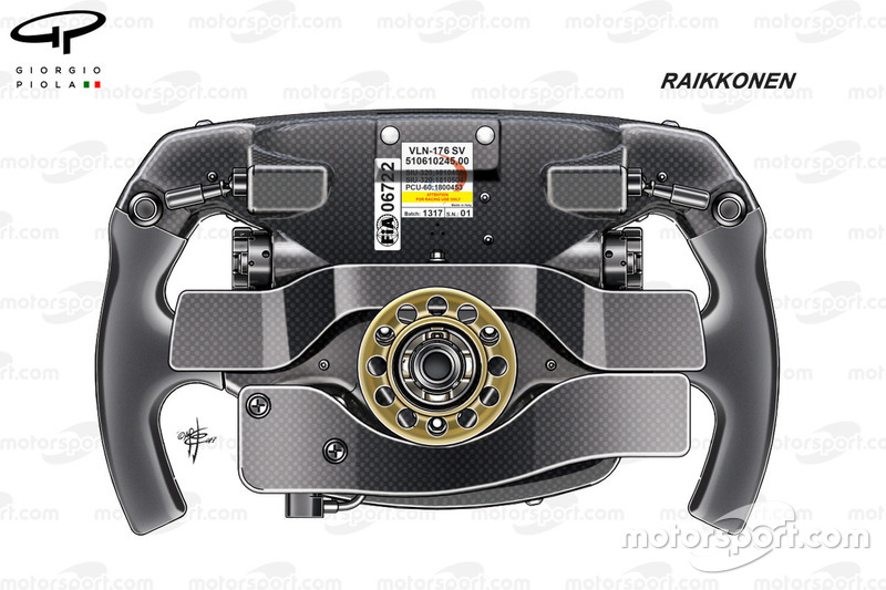 Ferrari SF70H : vue de dos du volant de Kimi Räikkönen