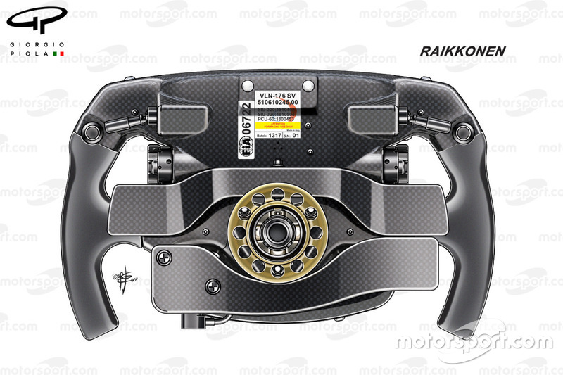 Ferrari SF70H, rear view of Kimi Räikkönen's steering wheel