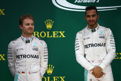 2nd place Nico Rosberg, Mercedes AMG Petronas F1 W07 with 1st place Lewis Hamilton, Mercedes AMG F1