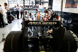 The team at work in the garage of McLaren