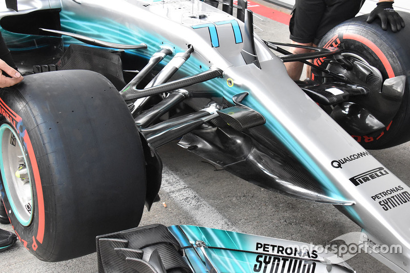 Mercedes AMG F1 F1 W08 detail van de voorzijde