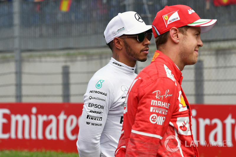Lewis Hamilton, Mercedes AMG F1 ve Sebastian Vettel, Ferrari