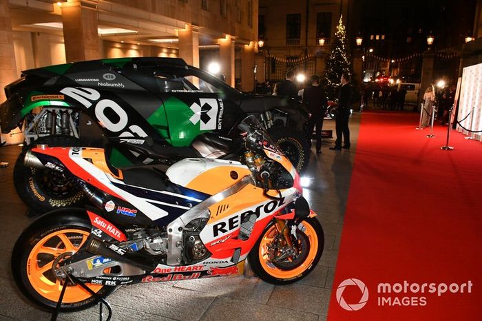 Moto GP and Rally Raid cars on display outside the venue