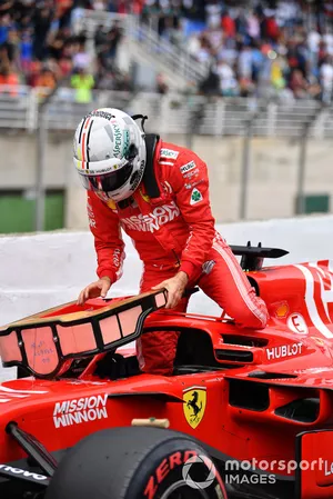 Sebastian Vettel, Ferrari SF71H dans le Parc Fermé