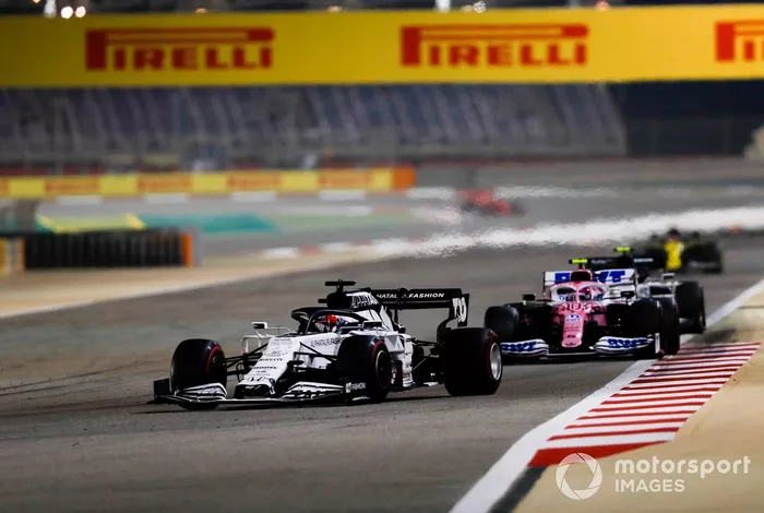 Daniil Kvyat, AlphaTauri AT01, Lance Stroll, Racing Point RP20, e Pierre Gasly, AlphaTauri AT01