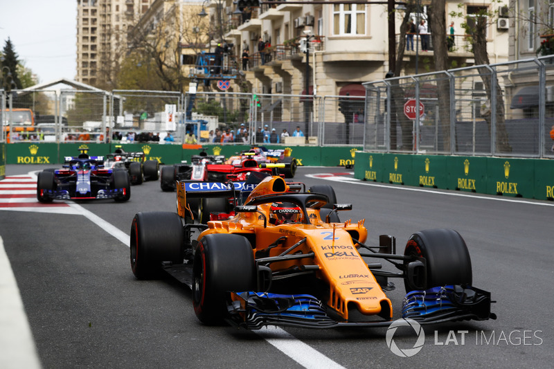 Stoffel Vandoorne, McLaren MCL33 Renault, Kimi Raikkonen, Ferrari SF71H, Brendon Hartley, Toro Rosso STR13 Honda, Romain Grosjean, Haas F1 Team VF-18 Ferrari