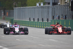 Sebastian Vettel, Ferrari SF71H ve Sergio Perez, Force India VJM11
