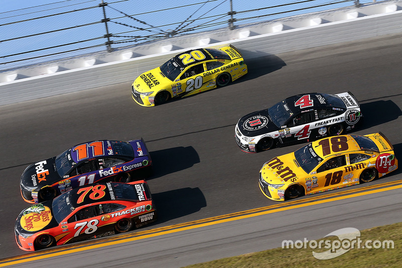 10. Matt Kenseth, Joe Gibbs Racing Toyota, Denny Hamlin, Joe Gibbs Racing Toyota, Martin Truex Jr., Furniture Row Racing Toyota