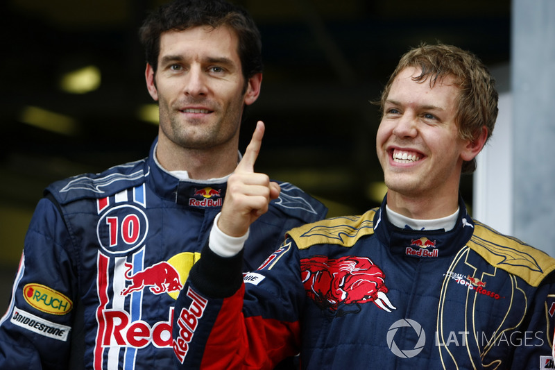 Le poleman Sebastian Vettel, Toro Rosso, Mark Webber, Red Bull Racing