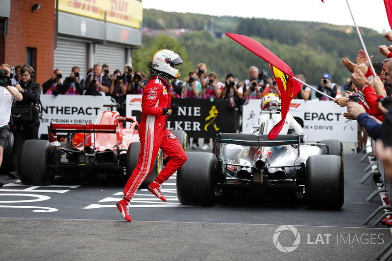 Sebastian Vettel, Ferrari, tras la victoria