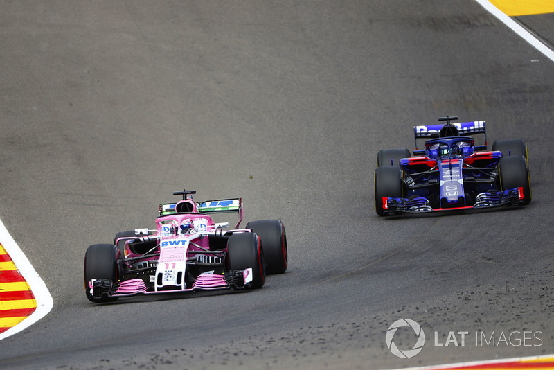 Sergio Perez, Racing Point Force India VJM11, Brendon Hartley, Toro Rosso STR13