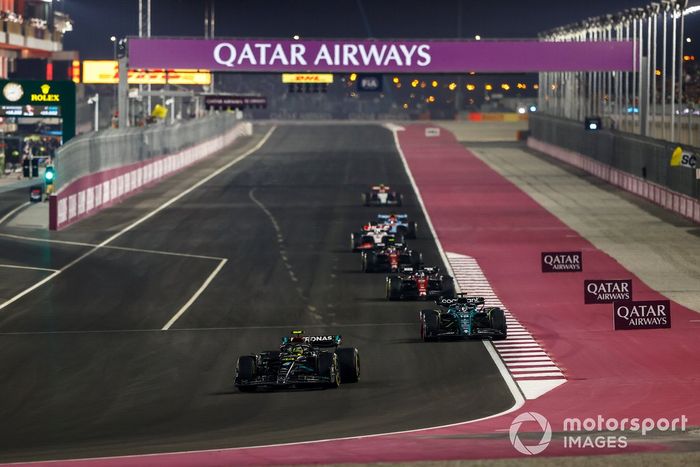 Lewis Hamilton, Mercedes F1 W14, Lance Stroll, Aston Martin AMR23, Valtteri Bottas, Alfa Romeo C43