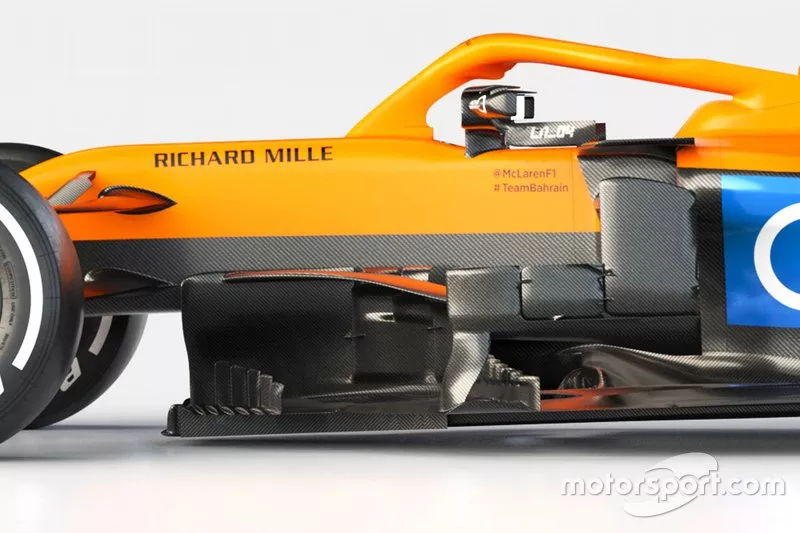 McLaren MCL35 detalle de los sidepods 