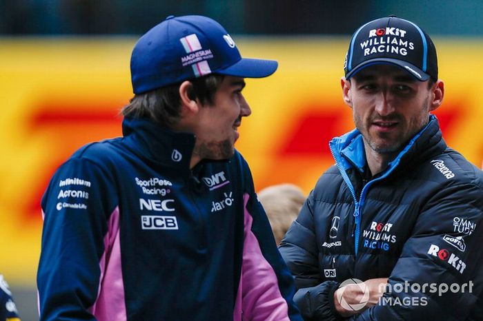 Lance Stroll, Racing Point, y Robert Kubica, Williams Racing,, en el desfile de pilotos