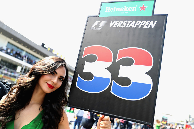 The grid girl of Max Verstappen, Red Bull Racing