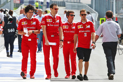 Sebastian Vettel, Ferrari walks the circuit with the team