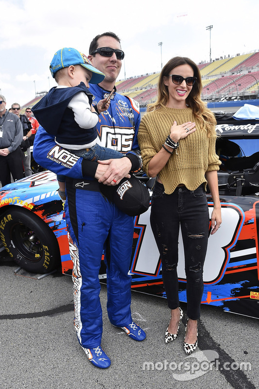 Kyle Busch, Joe Gibbs Racing Toyota and wife Samantha at Fontana