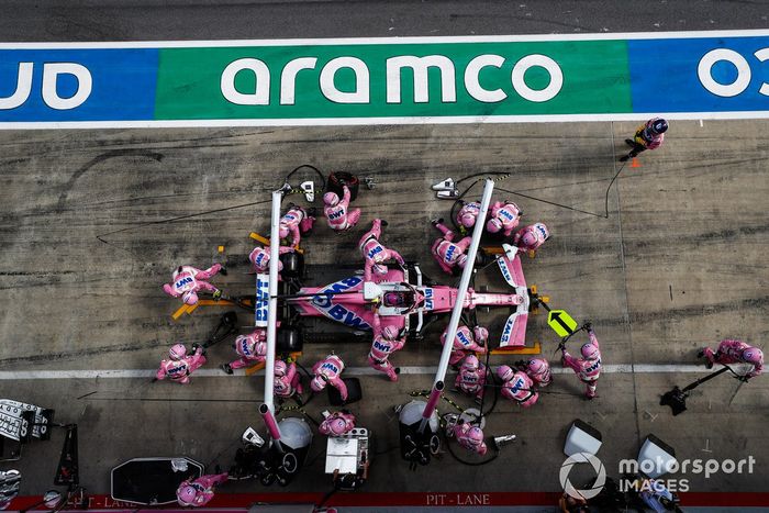 Lance Stroll, Racing Point RP20 pit stop