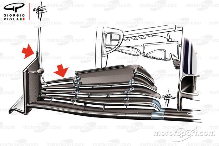 Detalle del alerón delantero del Alfa Romeo Racing C38