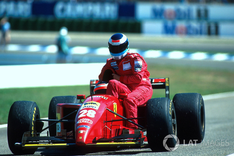 Hockenheim 1995: Gerhard Berger (Ferrari) carica Mika Häkkinen (McLaren)