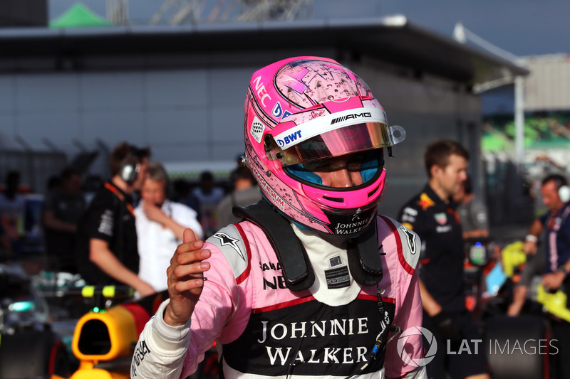 Esteban Ocon, Sahara Force India, parc ferme