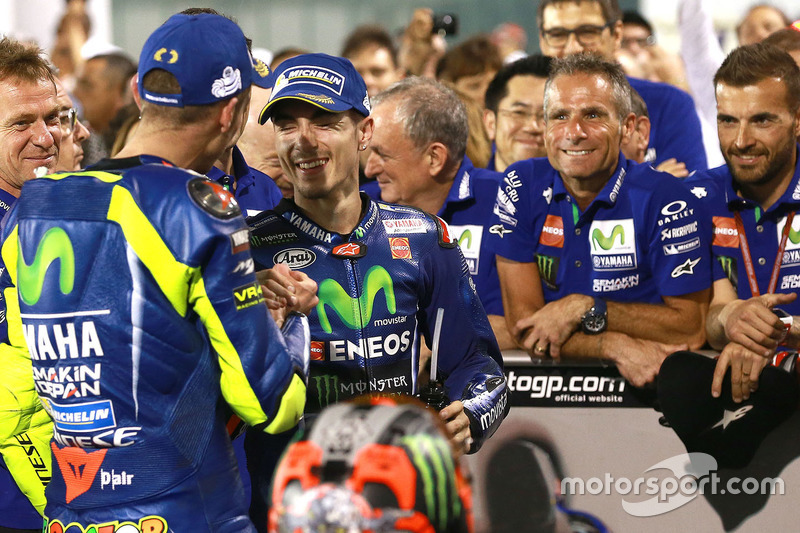 El ganador Maverick Viñales, Yamaha Factory Racing, Valentino Rossi, Yamaha Factory Racing