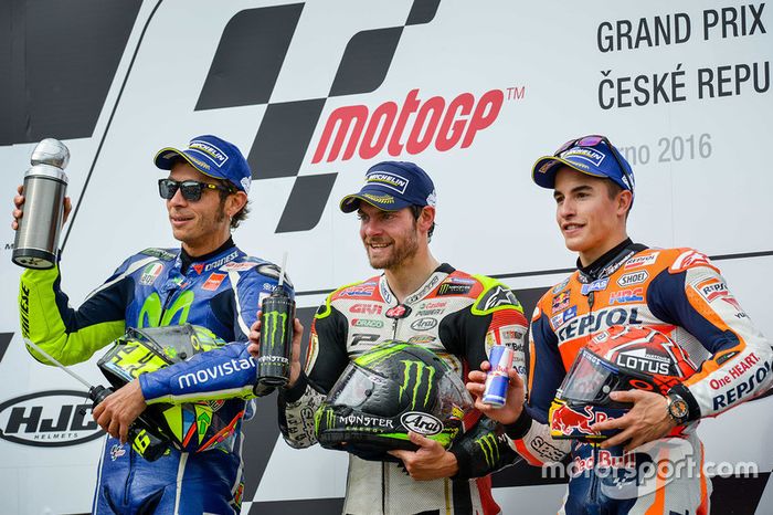 Podio: Cal Crutchlow, Team LCR Honda, Valentino Rossi, Yamaha Factory Racing, Marc Márquez, Repsol Honda Team