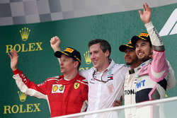 Podium: race winner Lewis Hamilton, Mercedes-AMG F1, second place Kimi Raikkonen, Ferrari, third place Sergio Perez, Force India