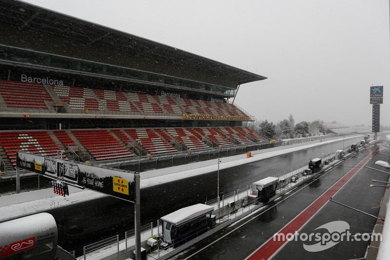 Circuit de Barcelona cubierto de nieve