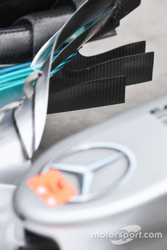 Détails de l'aileron avant de la Mercedes-Benz F1 W08