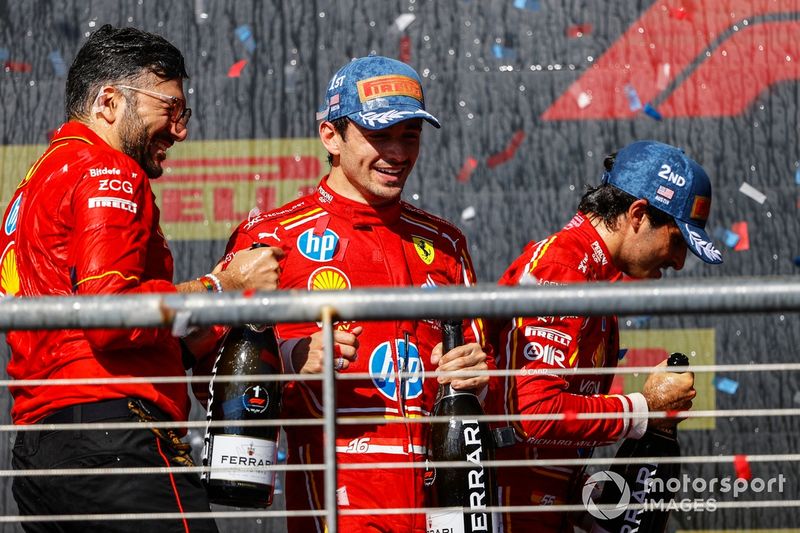Charles Leclerc, Scuderia Ferrari, 1ª posição, no pódio