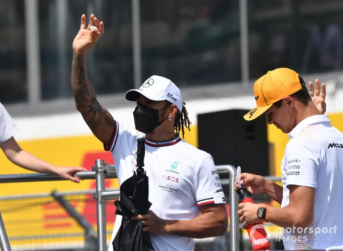 Lewis Hamilton, Mercedes en el desfile de pilotos