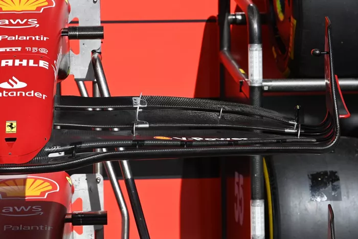 Detalle del alerón delantero del Ferrari F1-75