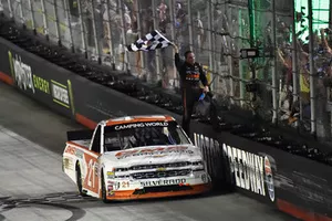 Johnny Sauter, GMS Racing, Chevrolet Silverado GMS Fabrication celebrates his win