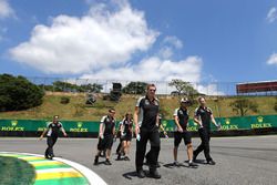 Sergio Perez, Sahara Force India F1 walks the circuit with the team