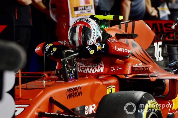 Charles Leclerc, Ferrari, en Parc Ferme