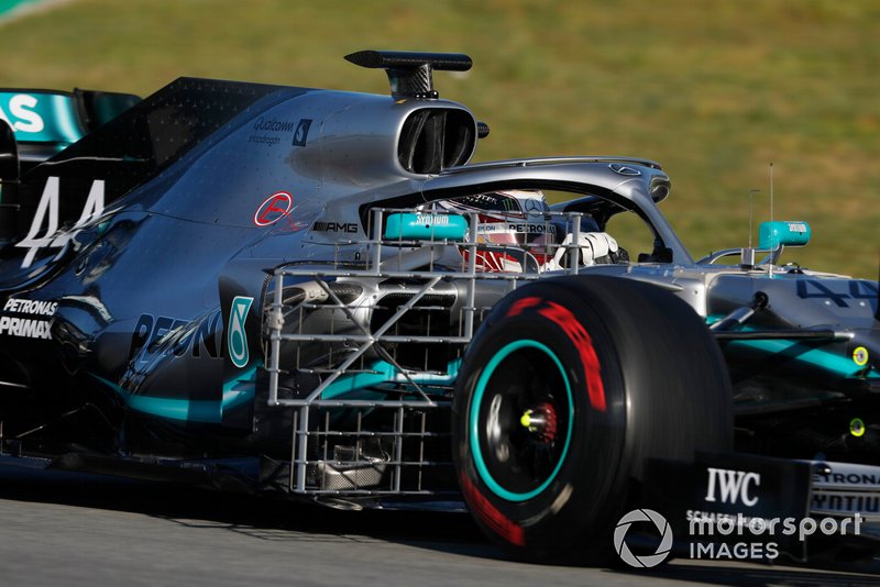 Lewis Hamilton, Mercedes-AMG F1 W10 with aero sensors