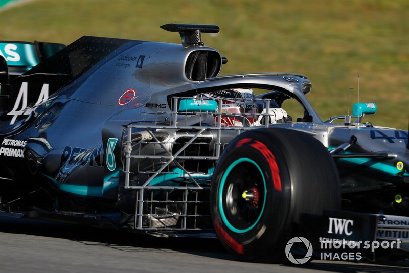 Lewis Hamilton, Mercedes-AMG F1 W10 munie de capteurs aérodynamiques