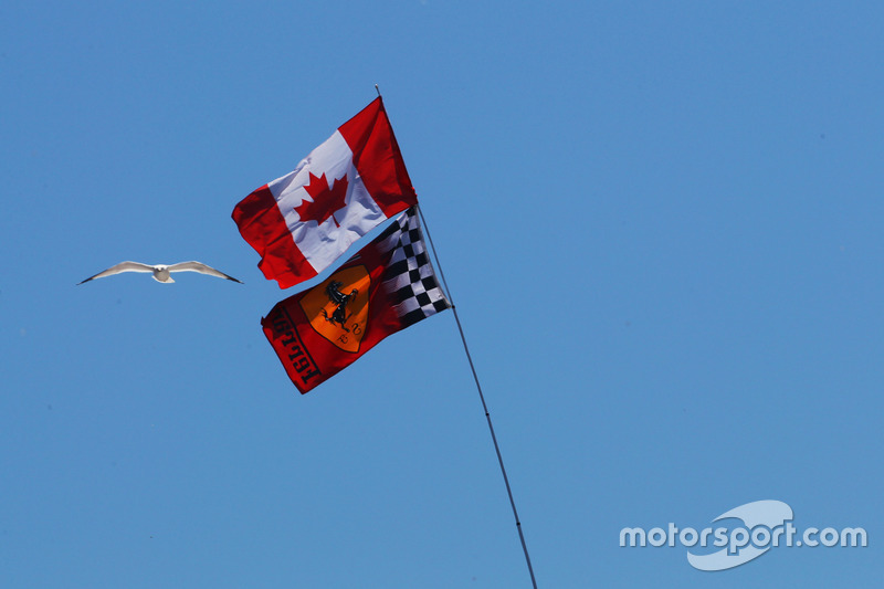Canadian and Ferrari flags