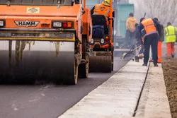 Repaving work on the Hungaroring