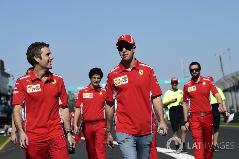 Sebastian Vettel, Ferrari walks the track